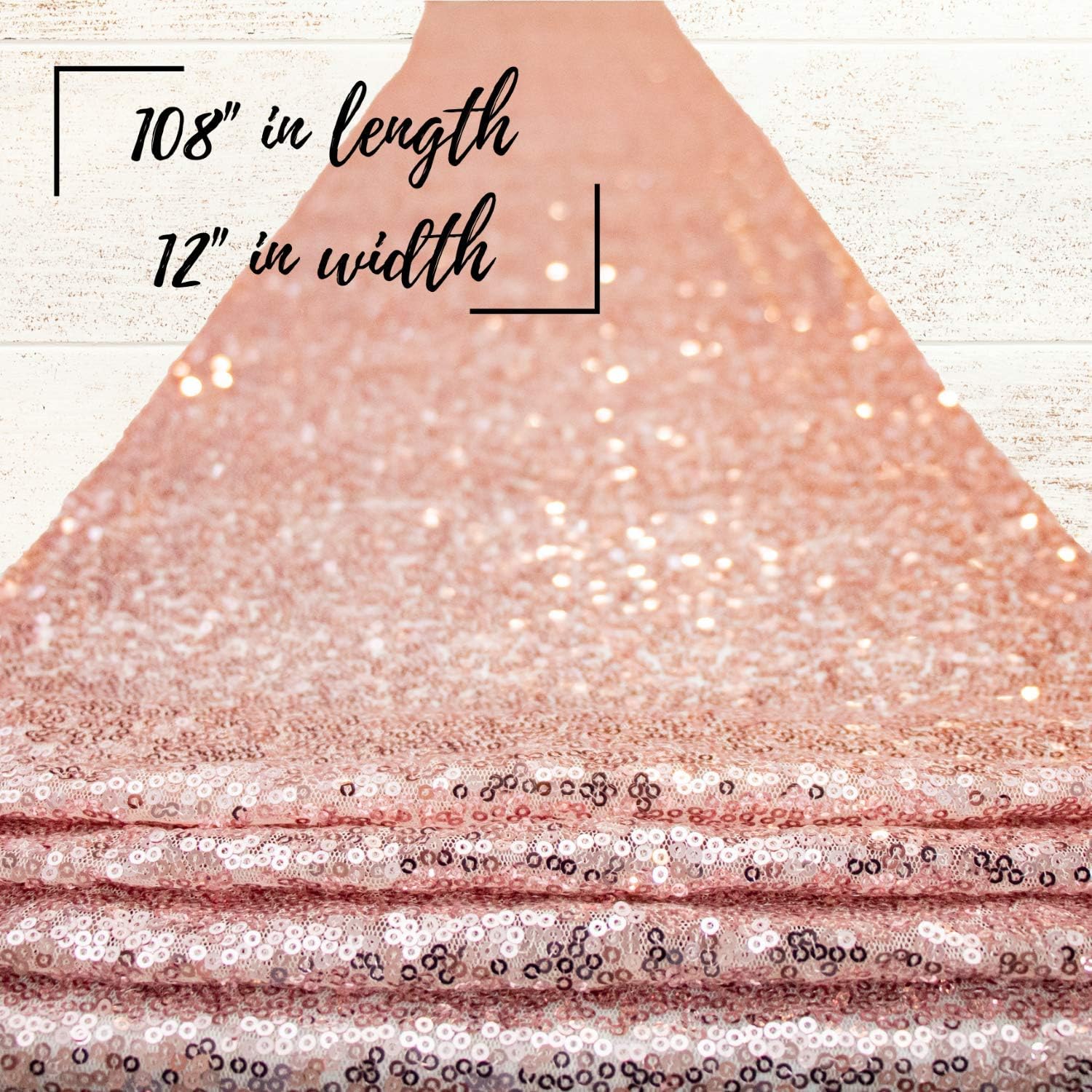 KNOVATES Rose Gold Cloth Table Runner/Rosegold Sequin Wedding and Birthday Party Decorations Runners/Pink Cloths Tables Cover/Decoration for Baby Shower Parties / 12 x 108 inch/Dinning Sequence Decor