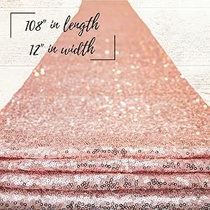 KNOVATES Rose Gold Cloth Table Runner/Rosegold Sequin Wedding and Birthday Party Decorations Runners/Pink Cloths Tables Cover/Decoration for Baby Shower Parties / 12 x 108 inch/Dinning Sequence Decor