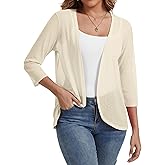 VIISHOW Women's Casual 3/4 Sleeve Lightweight Cardigan Open Front Summer Cardigans 2026 Trendy Shrug Coverups