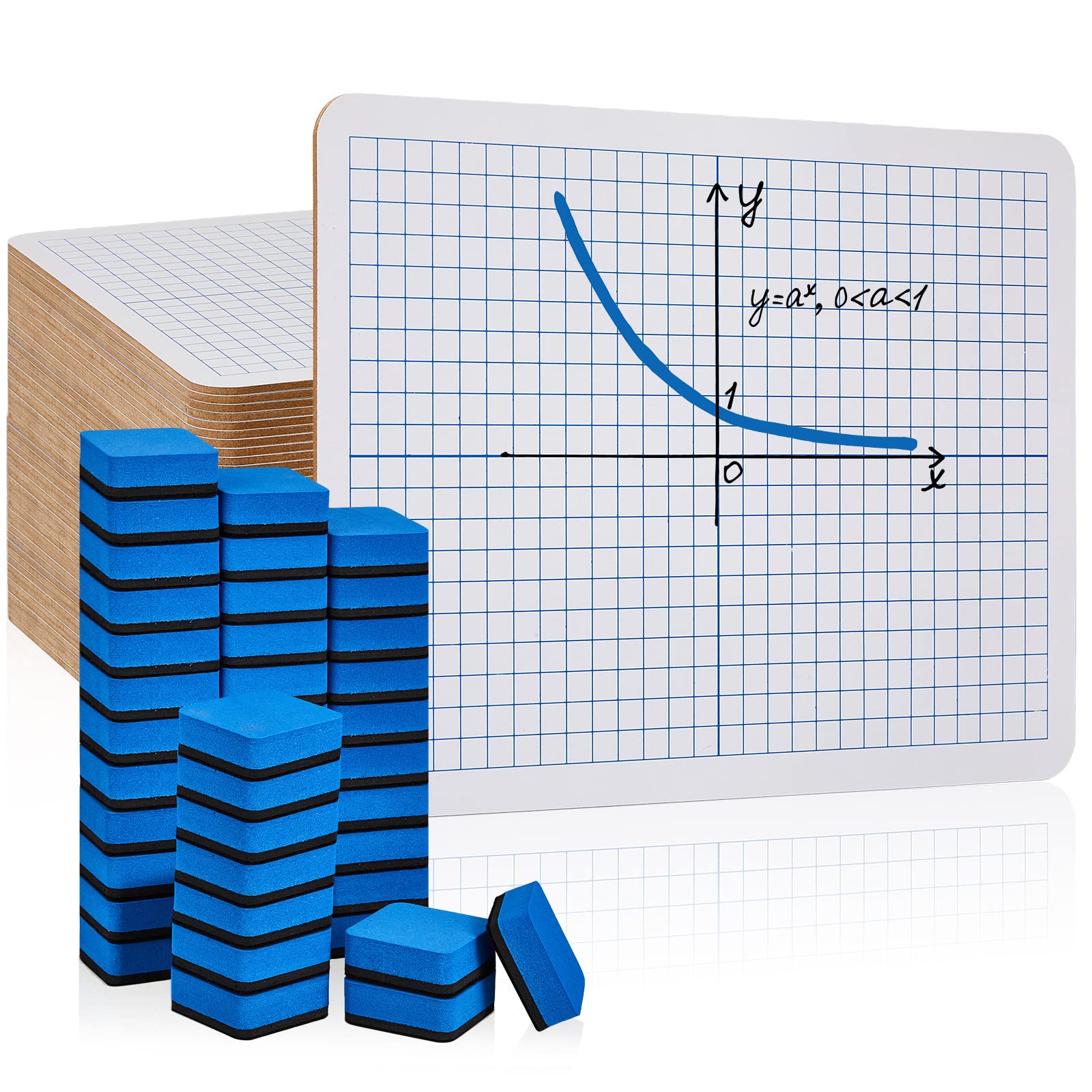 Photo 1 of 48 Pack Dry Erase XY Axis Graph Lap Boards 9'' x 12'' Double Sided White Boards Dry Erase Lapboards Math Student White Boards Double Sided Dry Erase Board with Erasers for School Classroom Supplies