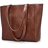 befen Vintage Genuine Leather Work Tote Bag for Women Large Tote Bag with Zipper Leather Purse and Handbags with Compartment