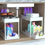 DEKAVA Under Sink Storage 2 Pack 2 Tier Sliding Organiser White view 7