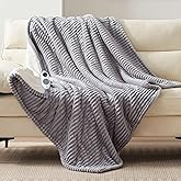 Westinghouse Heated Throw Blanket, Soft Flannel Sherpa Electric Throw with 6 Heating Levels & 2-10 Hours Auto Shut Off, Fast Heating & ETL Certification, Machine Washable, 50x60 Inch, Light Grey