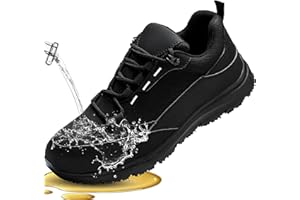 TEYTAP Non Slip Waterproof Steel Toe Shoes for Men Women Slip Resistant Puncture Proof Lightweight Comfortable Indestructible Work Safety Shoes Construction Restaurant Kitchen Food Service Sneakers