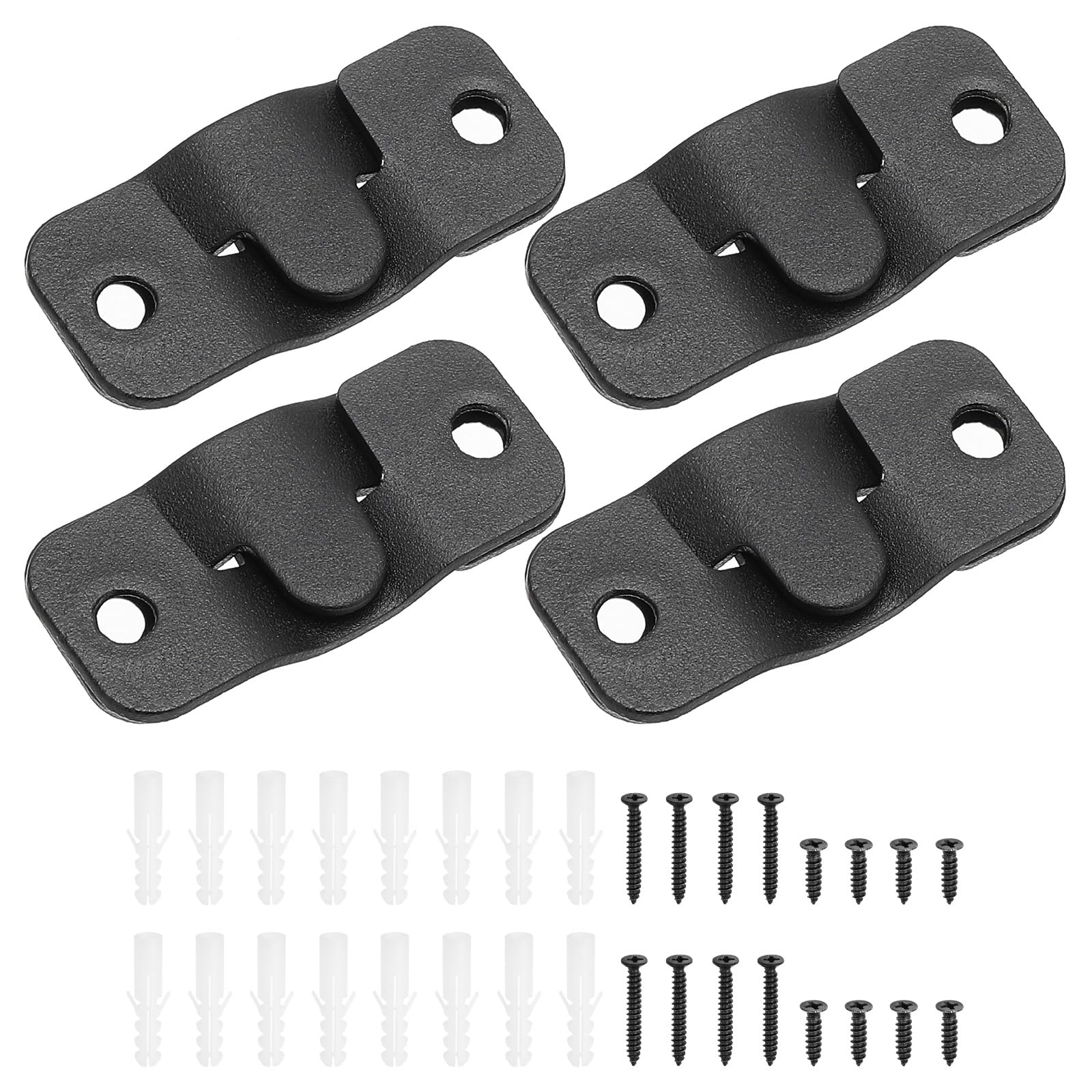 PATIKIL 4 Pairs Flush Mount Bracket 43x19mm, Interlocking Hang Buckles, Black