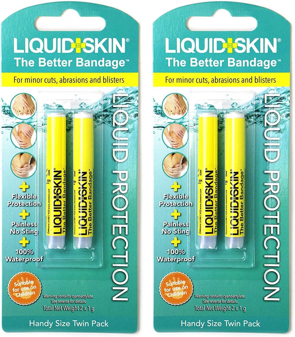 Liquid Skin Liquid Plaster - Waterproof Liquid Bandage for Cuts, Wounds, Cracked Skin, Scrapes - Promotes Faster Natural Healing - No Sting, Non-Burning, Safe for Kids Formula - Pack of 4 Pipettes