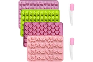 4 Pcs Silicone Molds for Gummies Candies Bears Fruit Snacks Gummies Silicone Bears Marine Animals and Reusable Molds for Non 