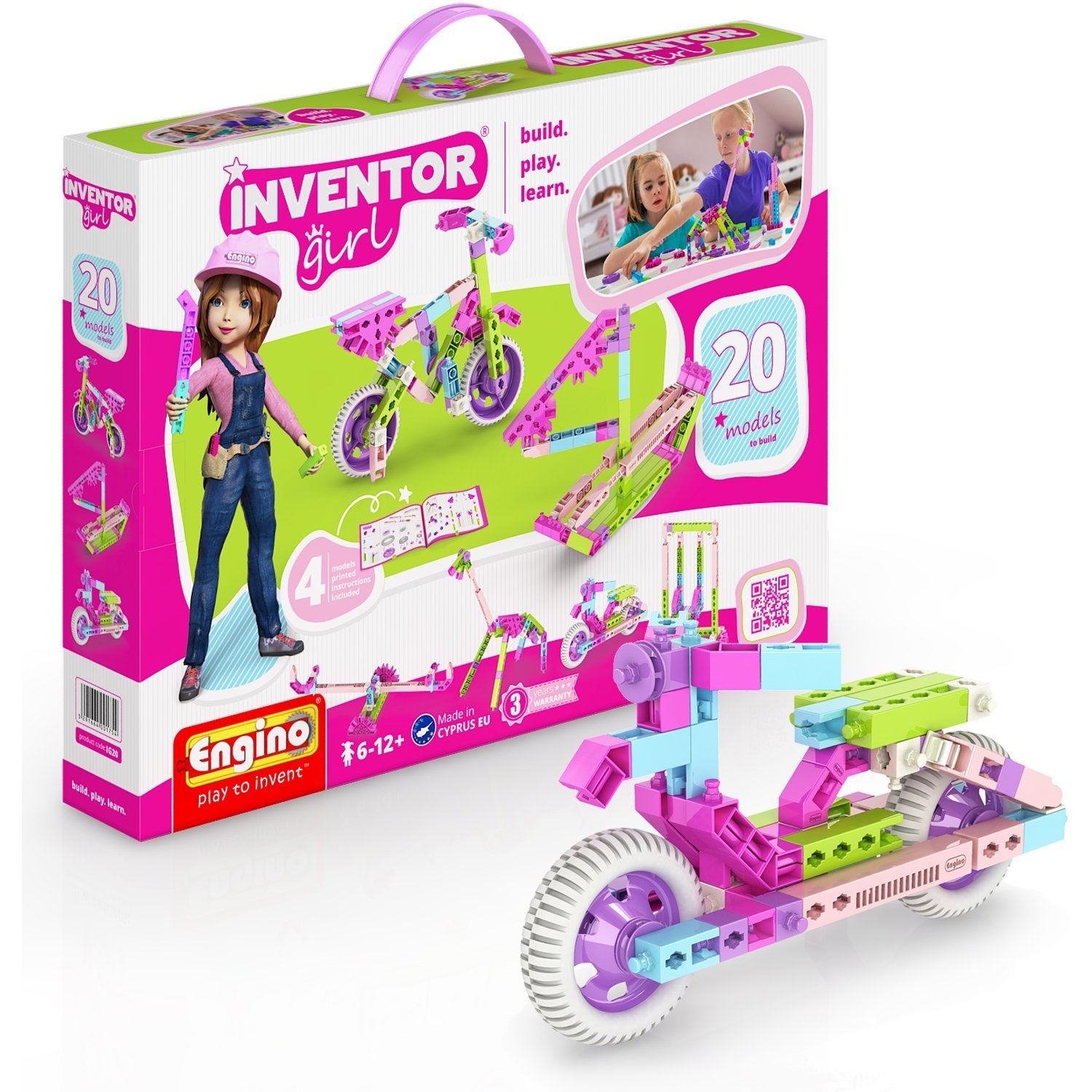 Engino Inventor Girl Toys - 20-In-One |Build 20 Models | A Creative Stem Engineering Kit
