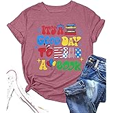 Teachers Shirts for Women Teacher Life Top It's a Good Day to Read a Book Tshirt Casual Short Sleeve Tee
