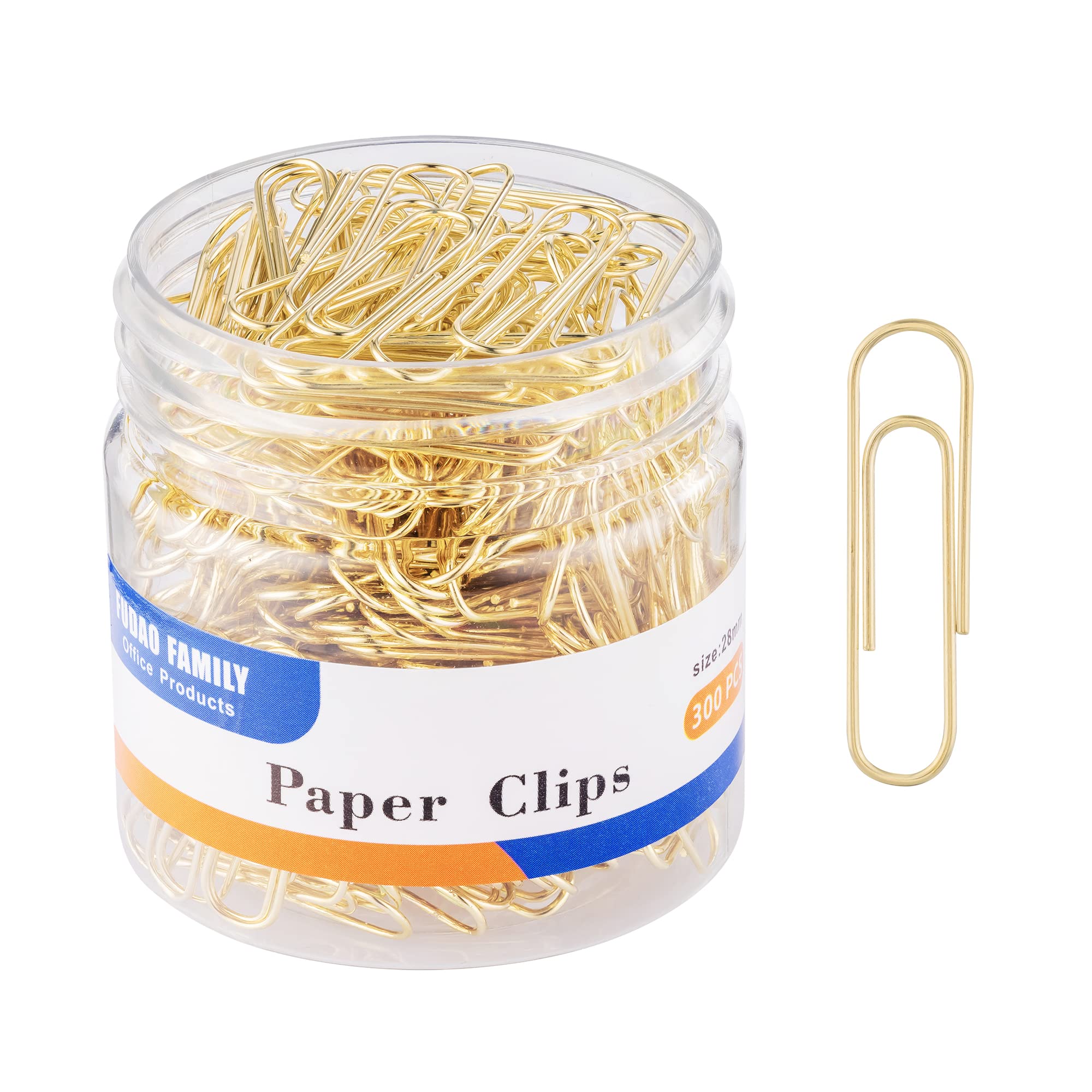 FUDAO FAMILY Gold Paper Clips, 300-Count, Paperclips, Paper Clip, 28mm Small Paper Clips