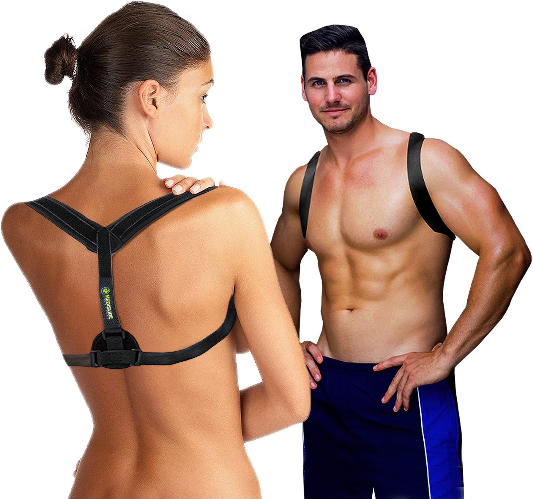Medisure Adjustable Back Posture Corrector for Men and Women: Lightweight, Padded Posture Brace Provides Back Pain Relief, Shoulder and Neck Support – Superior Comfort – Perfect Posture Corrector