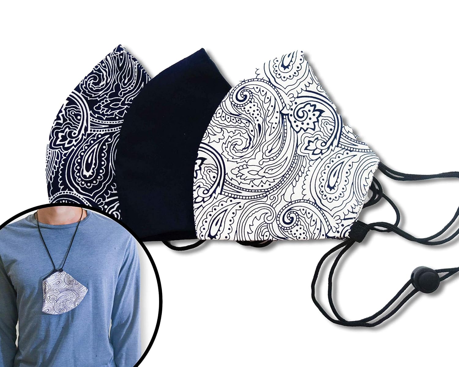 Hang around neck cloth masks reusable washable adjustable