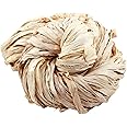 DARN GOOD YARN Recycled Sari Silk Ribbon Yarn Vintage Ivory Off-White Dyeable 100 Grams, 50 Yards, 1 Skein Handmade one of a Kind