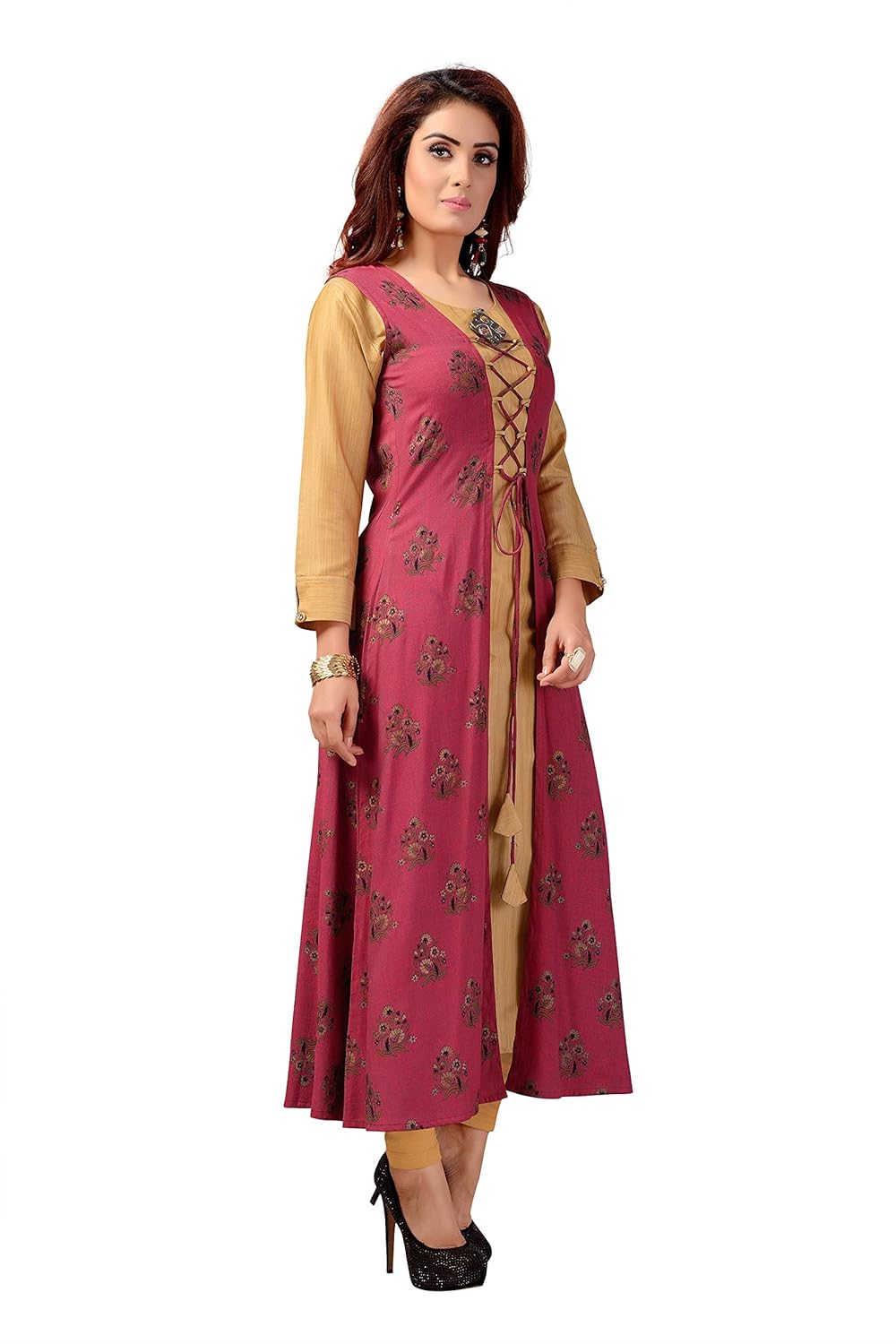 madhuram textiles women's silk a-line kurti