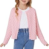 GRACE KARIN Girls Long Sleeve Sweater Cardigan Kids Cropped Cable Knit Button Front Sweaters 6-13Y