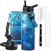 RAYMYLO 40oz Insulated Water Bottle, Triple Wall Vacuum Stainless Steel Water Bottles - Keeps Cold 48H, Reusable Metal water flask Jug for Gym, Sports, Camping, Hiking,Travel, Aurora-Blue