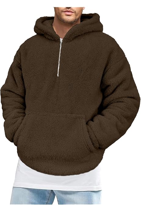 Men's Sherpa Lined Fleece Zip-Up Hoodie - Athletic Fit, S-5X | Soft & Warm