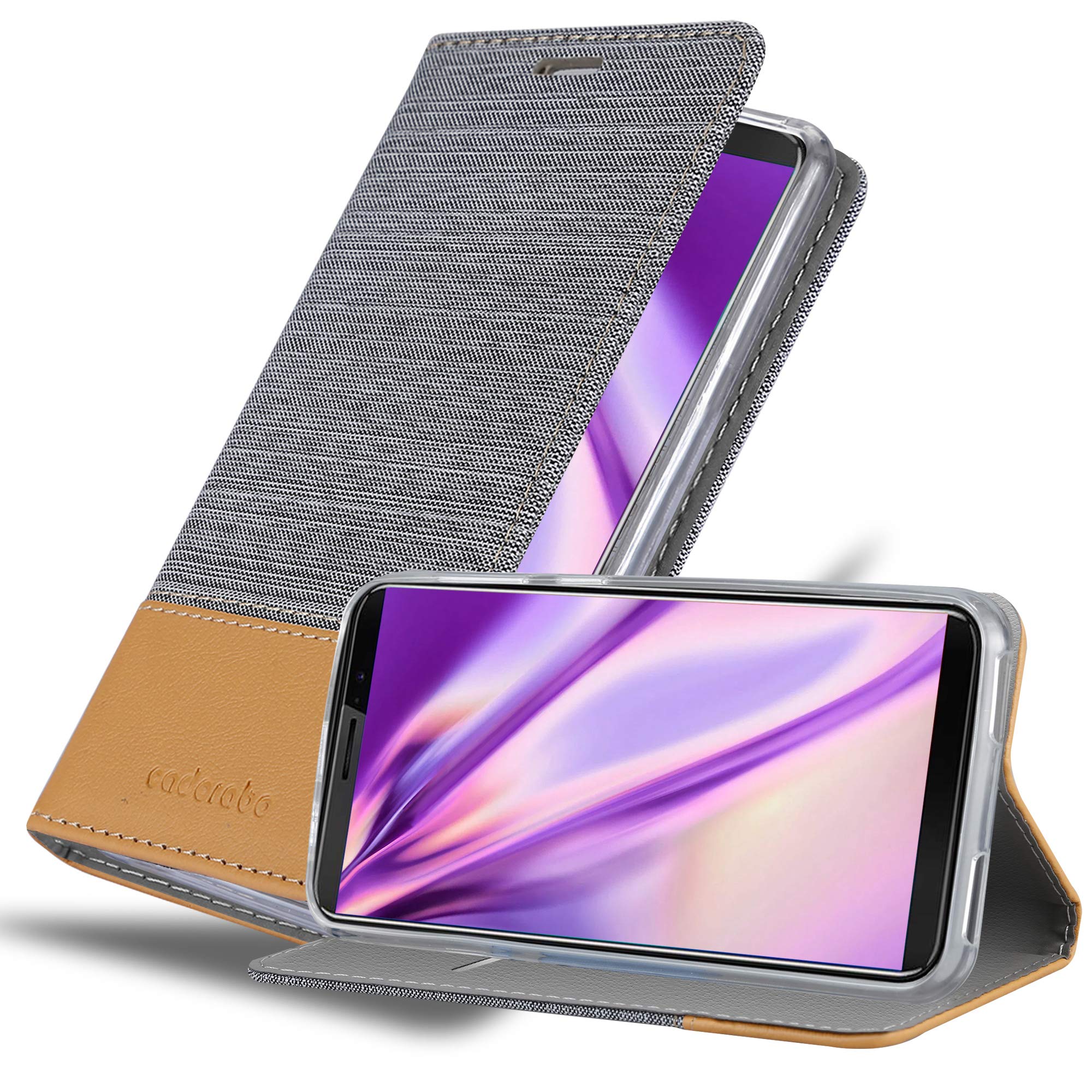 cadorabo Book Case works with Cubot J3 PRO in LIGHT GREY BROWN - with Magnetic Closure, Stand Function and Card Slot - Wallet Etui Cover Pouch PU Leather Flip