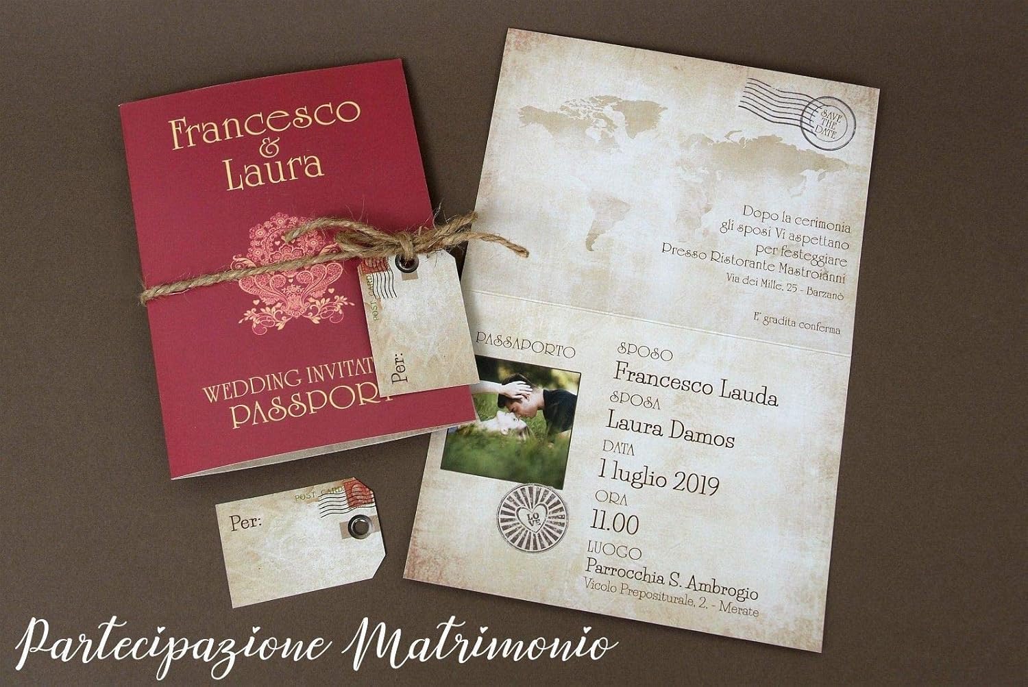 Partecipazioni matrimonio personalizzate - inviti nozze pizzo e juta