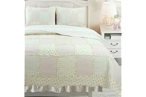 Cozy Line Home Fashions 100% Cotton Real Patchwork Reversible Shabby Chic Girly Floral Pink Peachy Quilt Bedding Set, Coverlet Bedspread (Old-Fashioned Sweetness, Twin - 2 Piece)