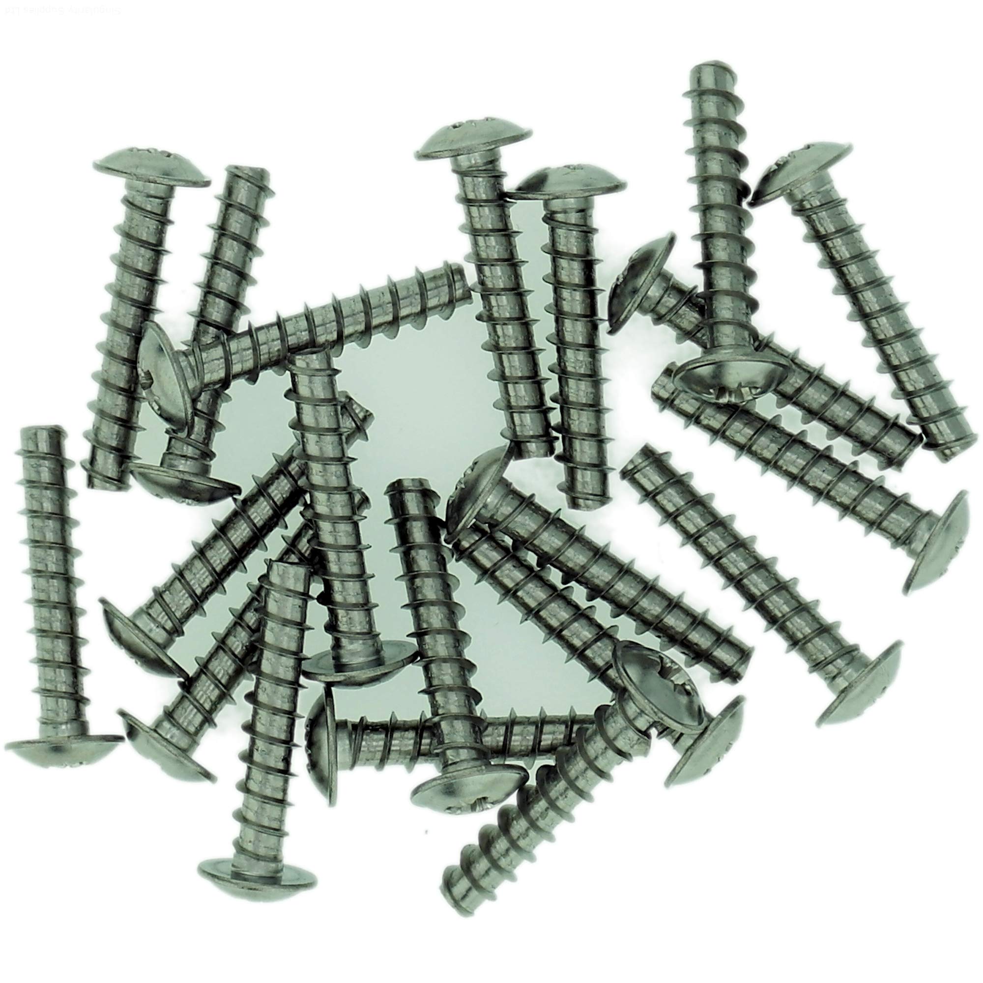 D4 (4mm x 20mm) Pozi Pan Screws for Plastic (Flanged - Trilobular) - Stainless Steel (A2) (Pack of 20)