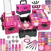 Kids Makeup Kit for Girl - 52 PCS Safe and Washable Makeup for Kids, Real Girls Makeup Kit, Toddler Makeup Kit with Cosmetic Case, Girls Toys Age 4-12, Princess Toys Birthday Gifts for Girls