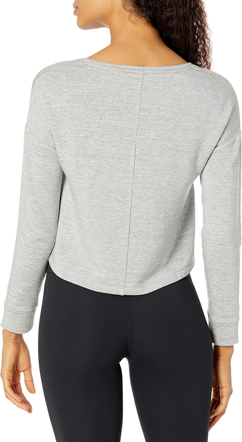  Brand - Core 10 Women's Cloud Soft Cropped Flow V-Neck Relaxed Fit Yoga Sweatshirt: Clothing