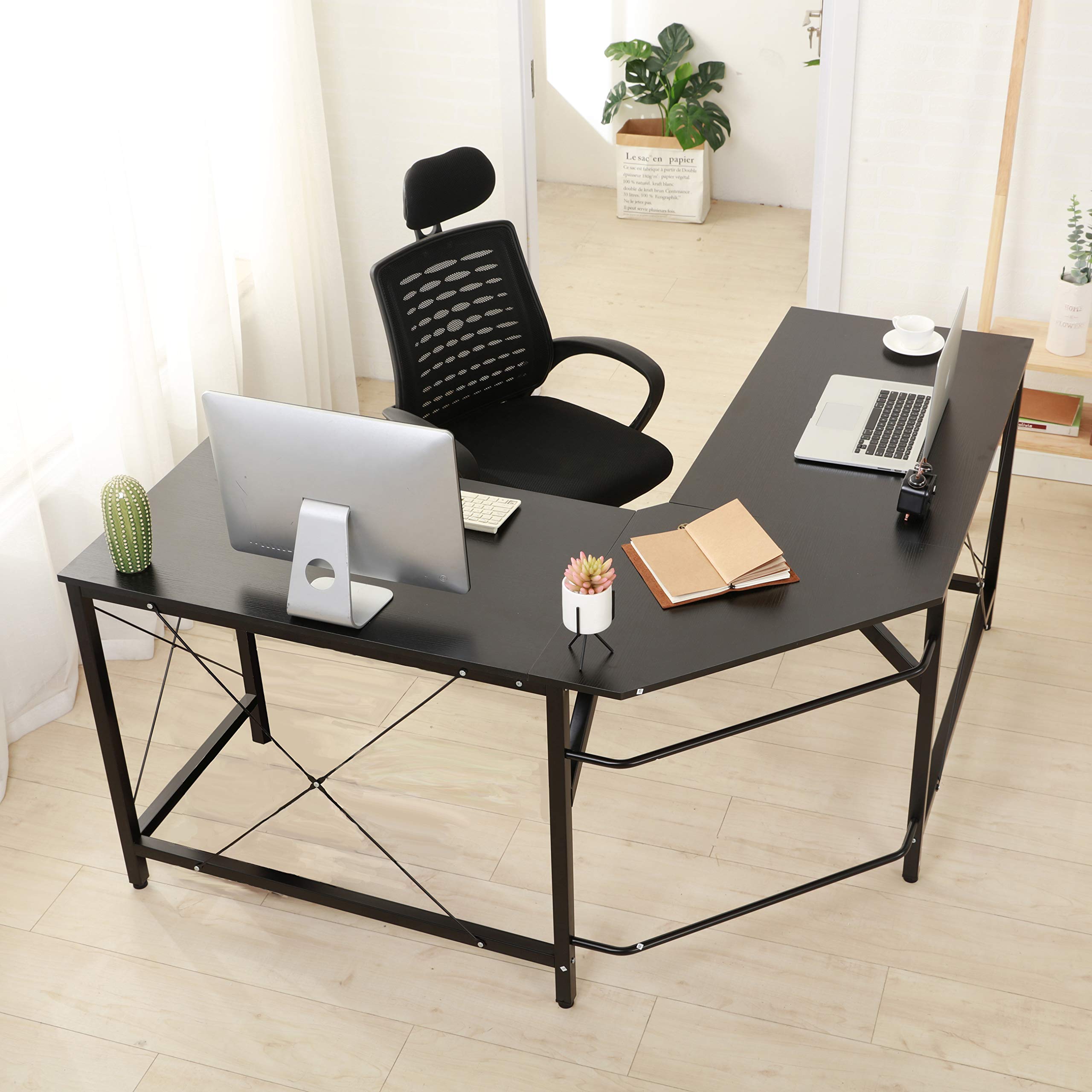 Mr IRONSTONE LShaped Desk Corner Table Computer Desk 59" PC Laptop