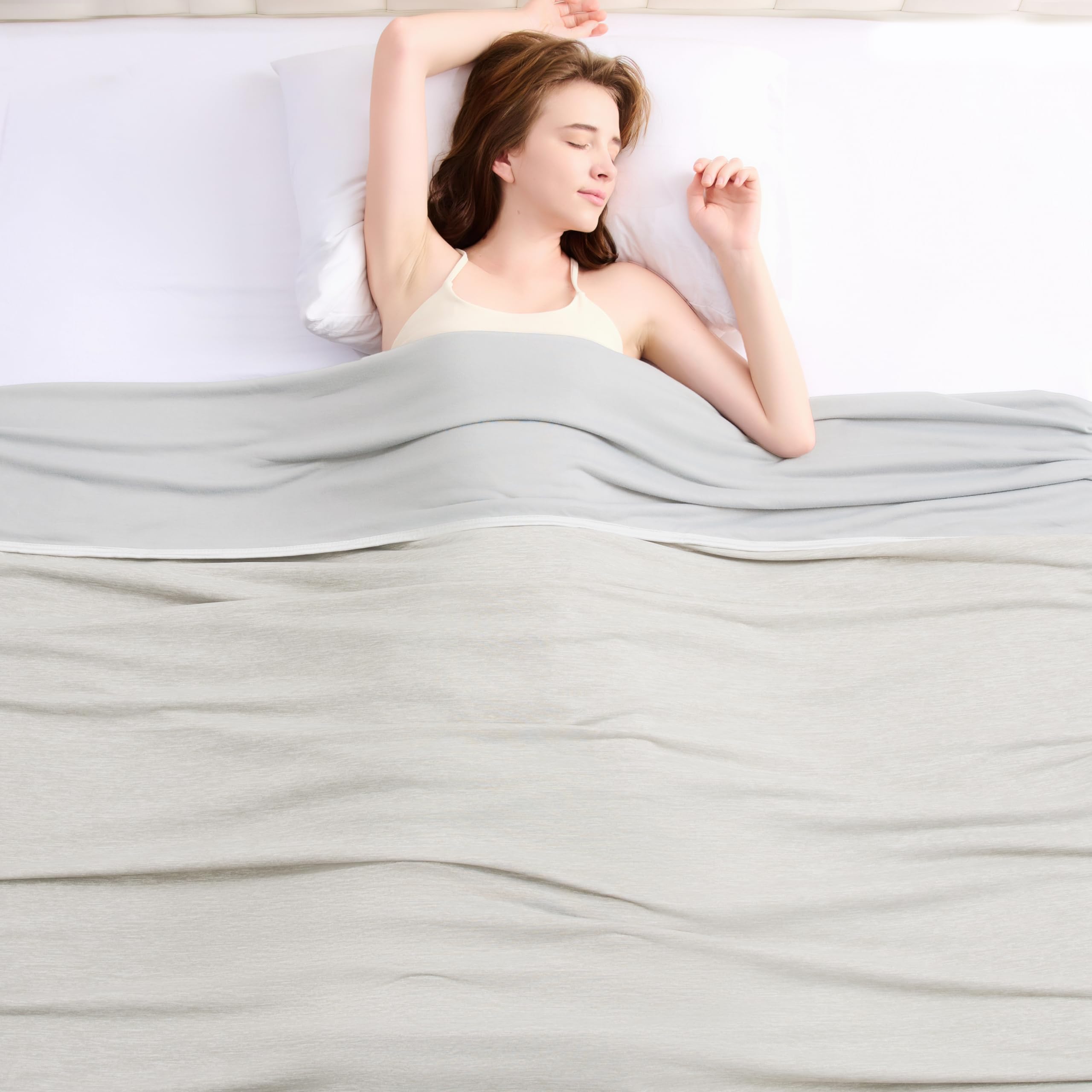 Photo 1 of Topcee Cooling Blanket (90"x90"Queen Size) for Night Sweats Absorbs Heat to Keep Adults Cool on Warm Nights, Q-Max 0.5 Cooling Blankets for Hot Sleepers, Ultra-Cool Lightweight Blanket for Bed