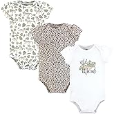 Hudson Baby Infant Girls Cotton Bodysuits 3-Pack, Wild Cheetah, 0-3 Months