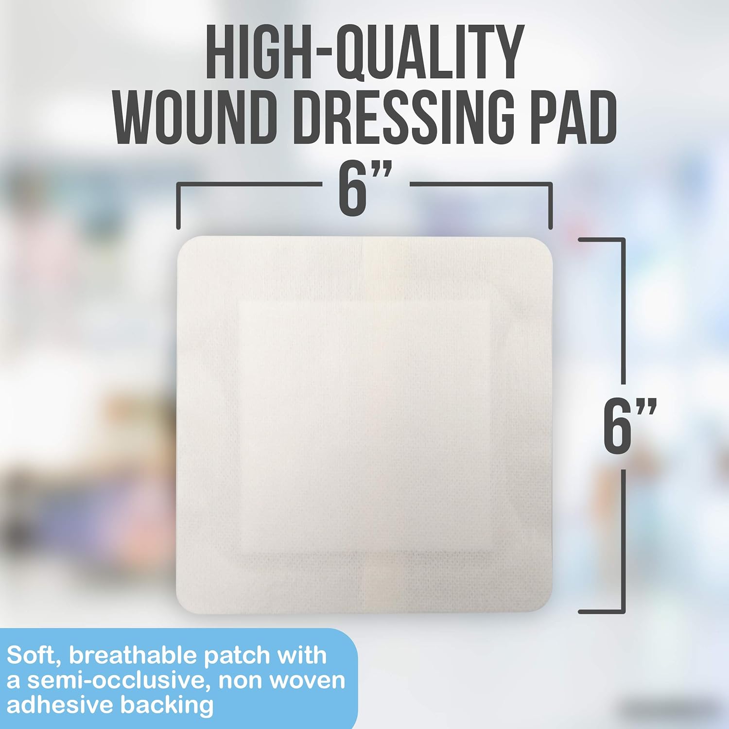 JJ CARE [Pack of 25] Waterproof Adhesive Island Dressing 6” x 6”, Sterile Wound Dressing, Breathable Bordered Gauze Pads, Latex Free Bandages, Individually Wrapped, Central Pad Size 4"x4": Health & Personal Care