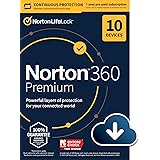 Norton 360 Premium 2021 – Antivirus software for 10 Devices with Auto Renewal - Includes VPN, PC Cloud Backup & Dark Web Moni
