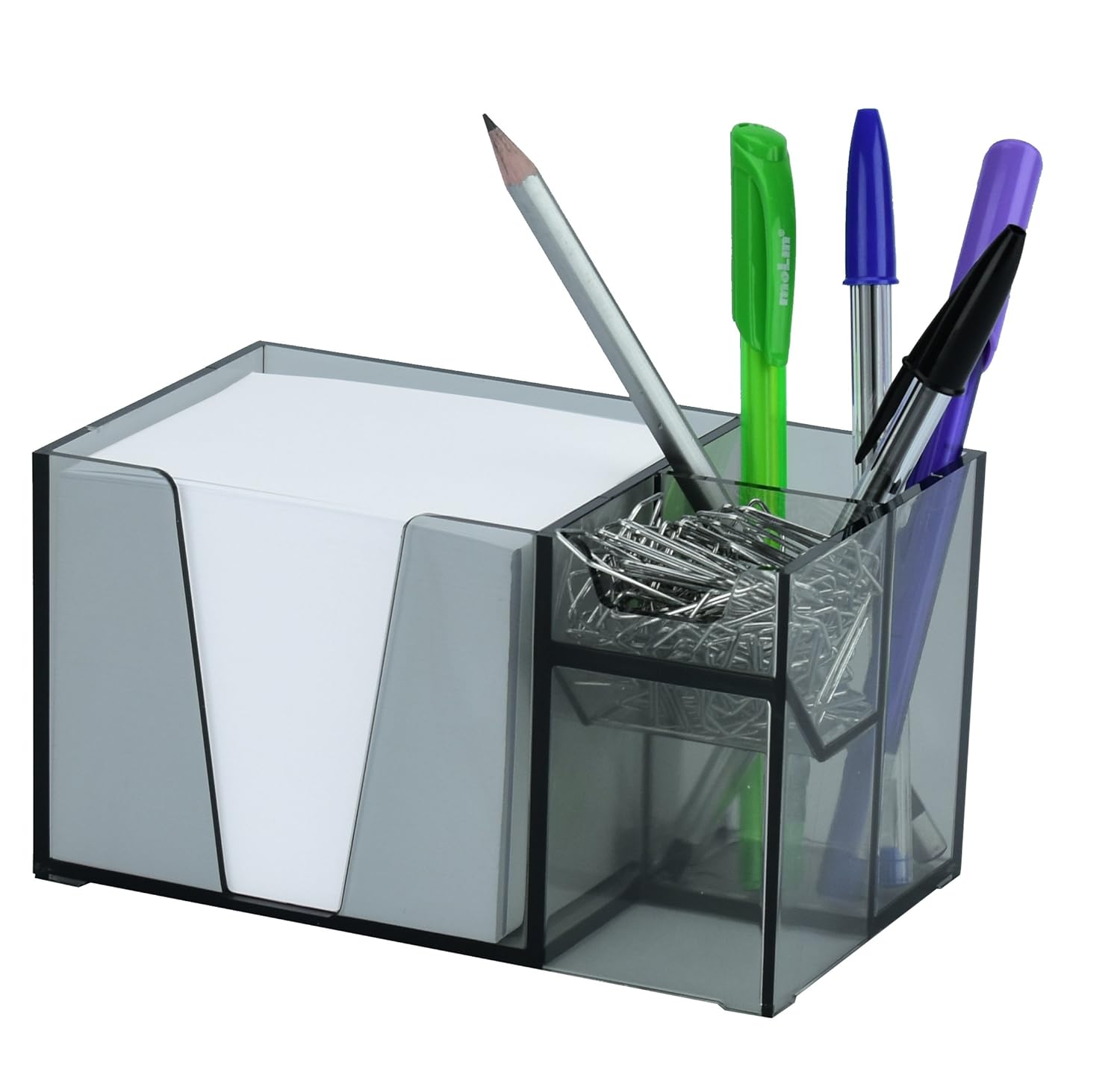 Acrimet Desk Organizer Pencil Paper Clip Holder (Smoke