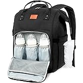 KeaBabies Baby Diaper Bag Backpack - Large Baby Bag for Boys, Girls, Waterproof Multi Function Travel Diaper Backpack with Changing Pad, Durable Travel Essentials for Moms and Dads (Trendy Black)