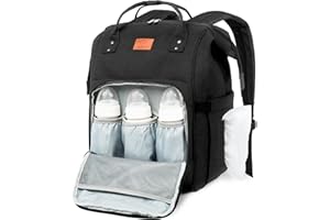KeaBabies Baby Diaper Bag Backpack - Large Baby Bag for Boys, Girls, Waterproof Multi Function Travel Diaper Backpack with Changing Pad, Durable Travel Essentials for Moms and Dads (Trendy Black)