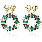 Stocking Stuffers for Women- Christmas Gifts for Women - Christmas Earrings for Women, Hypoallergenic Bow Wreath Xmas Earrings, Santa Claus Dangle Earrings Holiday Christmas Jewelry Gifts