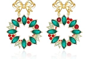 GLEZZA Stocking Stuffers for Women- Christmas Gifts for Women - Christmas Earrings for Women, Hypoallergenic Bow Wreath Xmas Earrings, Santa Claus Dangle Earrings Holiday Christmas Jewelry Gifts