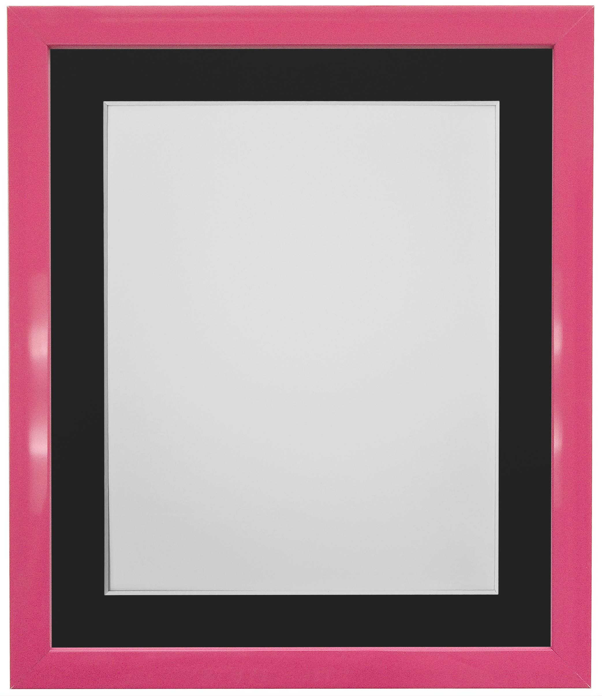 FRAMES BY POST 0.75 Inch Pink Picture Photo Frame With Black Mount 40 x 30 cm Image Size 12 x 10 Inch Plastic Glass