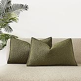 JUSPURBET 16x24 Pillow Covers Set of 2 Decorative Throw Pillow Covers Case for Couch Sofa Bed Soft Boucle Textured Lumbar Cushion Covers with Hidden Zipper for Home Decor Living Room,Olive Green