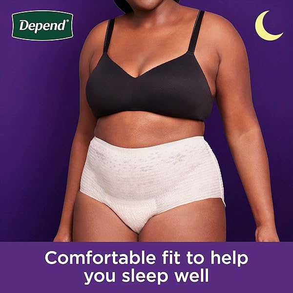 DEPEND NIGHT DEFENSE ADULT INCONTINENCE & POSTPARTUM BLADDER LEAK UNDERWEAR FOR WOMEN, DISPOSABLE, OVERNIGHT, EXTRA-LARGE, BLUSH, 20 COUNT, PACKAGING MAY VARY