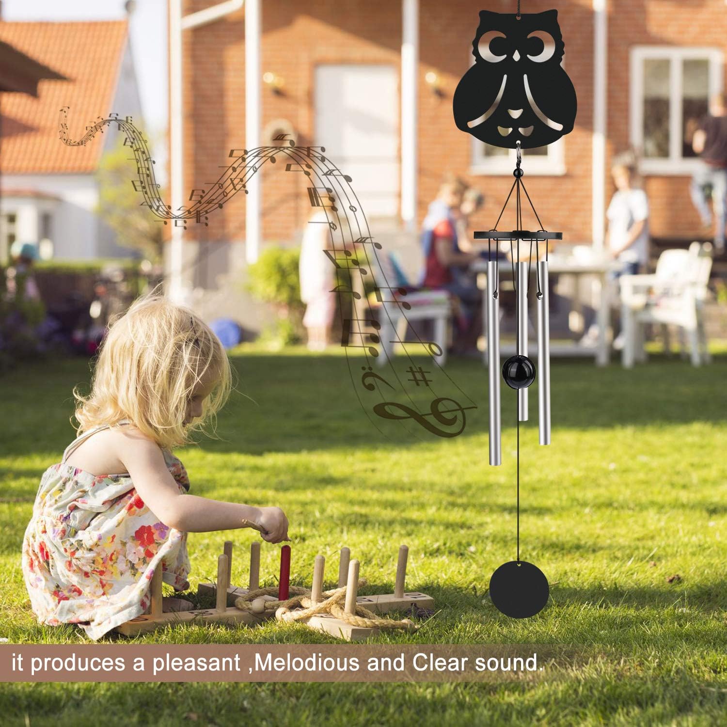 Coulky Owl Wind Chimes Cute Owl Tag & Beautiful Striker Ball Smoothing Melodic Tones Minimalism Chimes for Patio Porch Garden Backyard : Garden & Outdoor