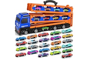 iHaHa 78 inches Transport Truck with 24pcs Die-Cast Cars Toys, Cars Toddler Toys Gifts for 2 3 4 5 6 7 Years Old Boys Girls Kids, Boys Toys Age 3-5 4-7