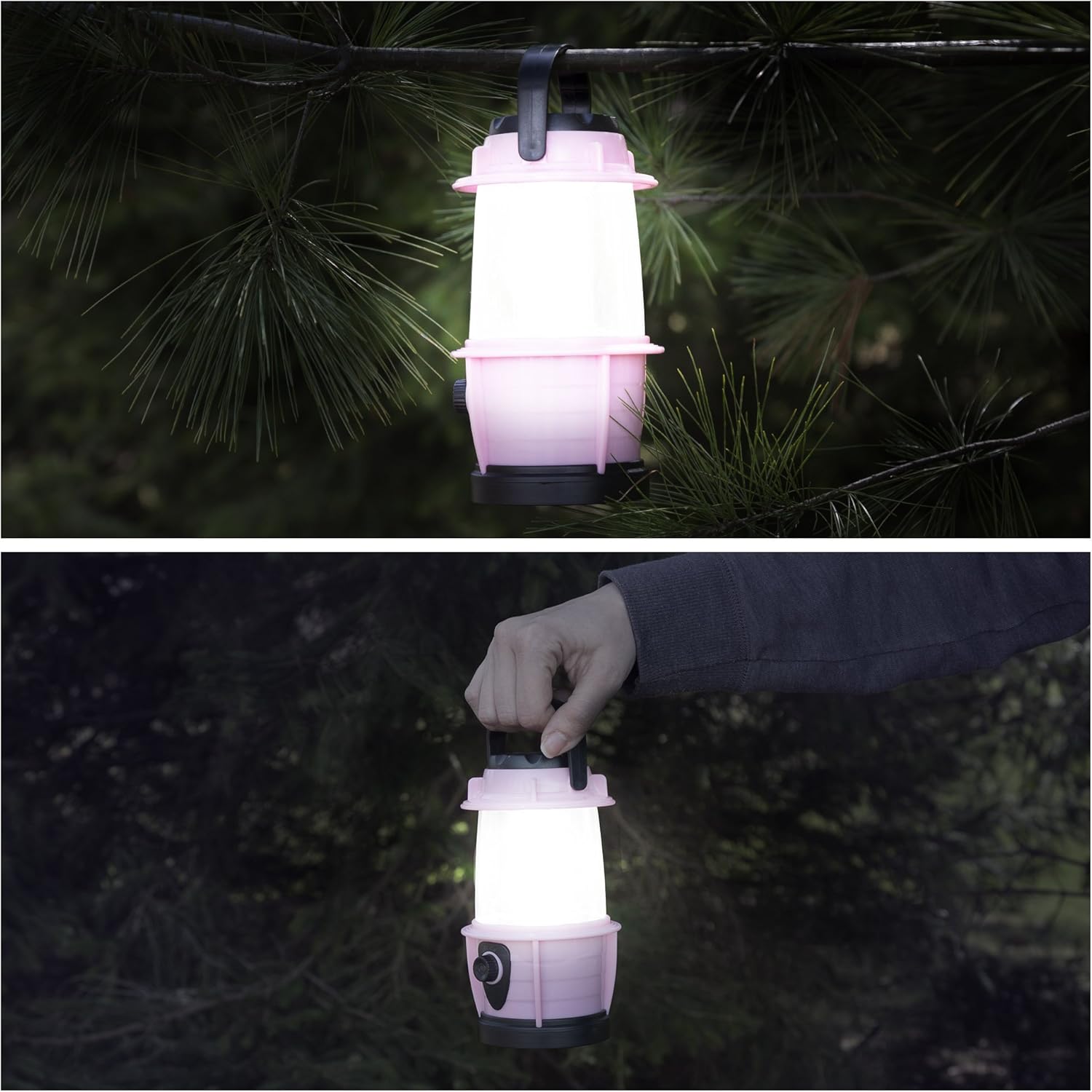 LED Lantern, Adjustable LED COB Outdoor Camping Lantern Flashlight With Dimmer Switch for Hiking, Camping and Emergency By Wakeman Outdoors (Pink): Sports & Outdoors