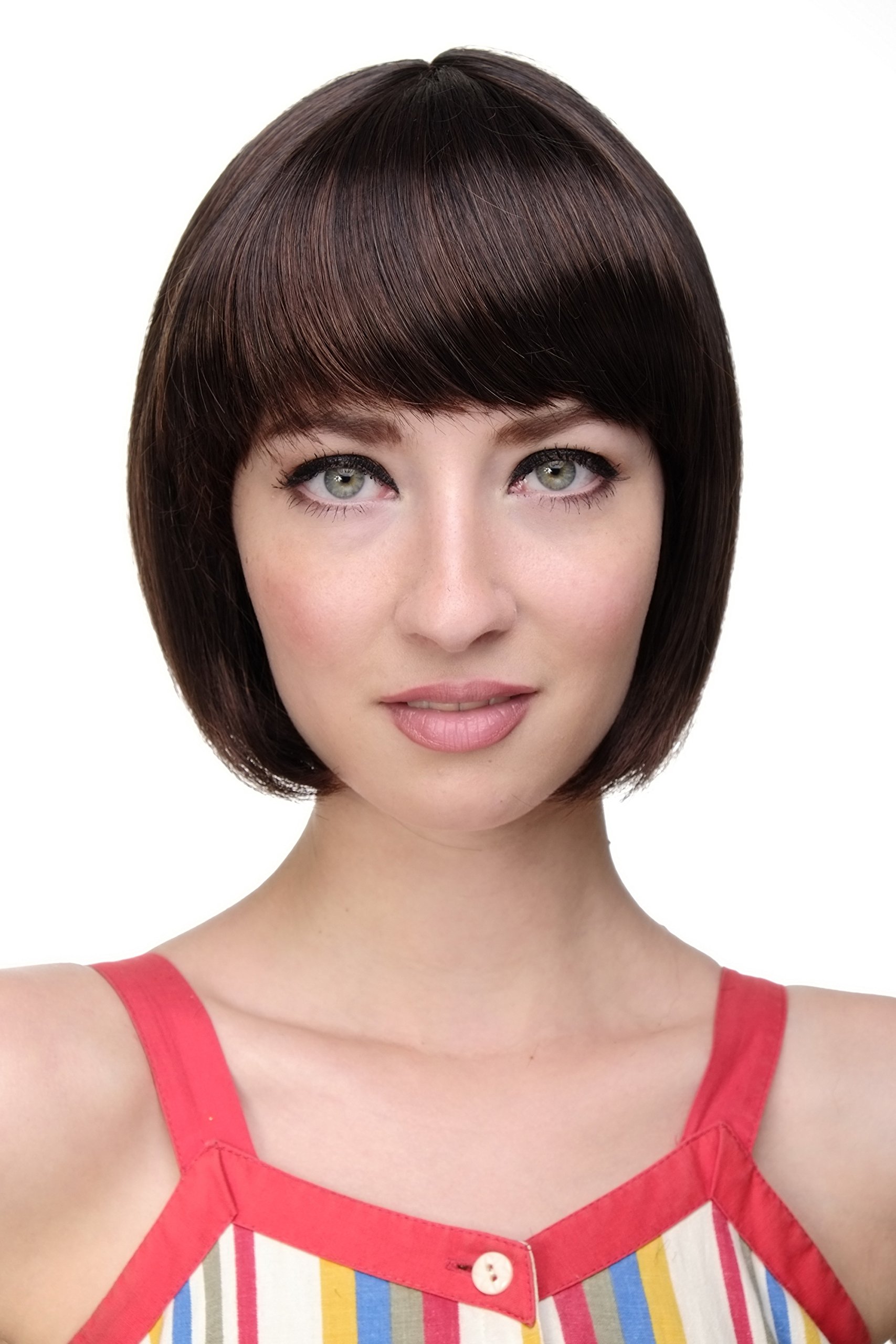 WIG ME UP - Lady Quality Wig Short Page Bob Fringe Bangs Dark Brown & Mahogany Mix 703-2T33 โ image 1