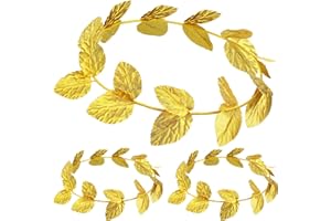 meekoo Gold Laurel Crown Wreath Greek Leaf Headband Toga Party Roman Headpiece Goddess Costume for Women Men Halloween Emperor Headwear, Circlet 7.3 Inches in Diameter