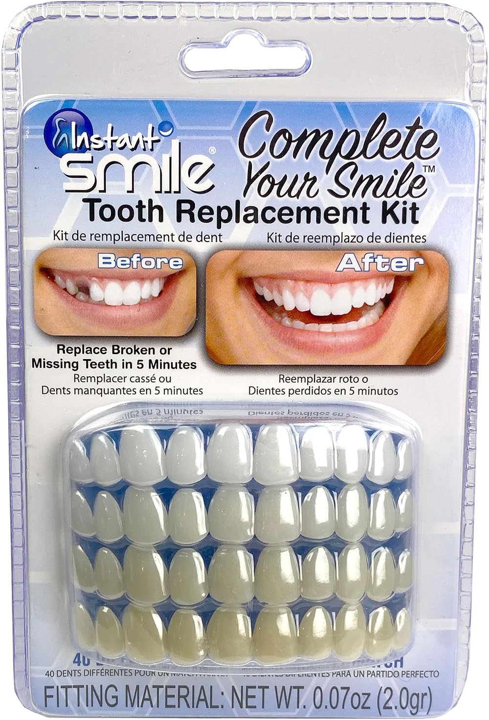 Instant Smile Complete Your Smile Temporary Tooth Replacement Kit 40 Teeth