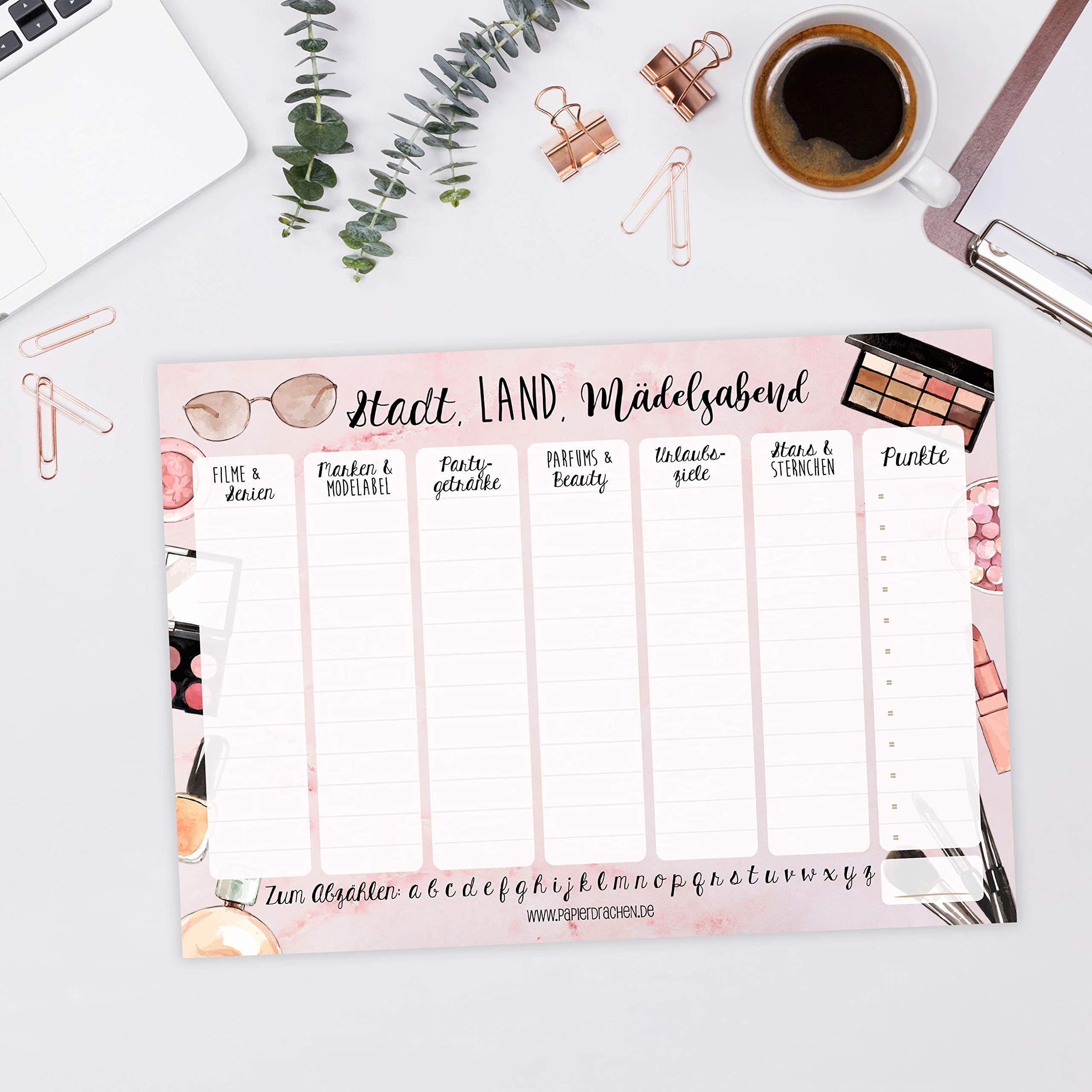 Papierdrachen - Game Pad for Adults - City Country Girls Evening - For Train, Car Trip, Stag Night - 50 Sheets Each on Paper - Travel Game - DIN A4