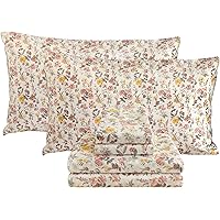 JSD 6 Piece Yellow Floral Print Sheet Set Queen Size, Soft Botanical ...