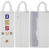 Vikings Handicraft Worthy Matron OES Sash Bag - Embroidered W.M. Regalia Carrying Case - White Leatherette with Satin Lining and Adjustable Shoulder Strap