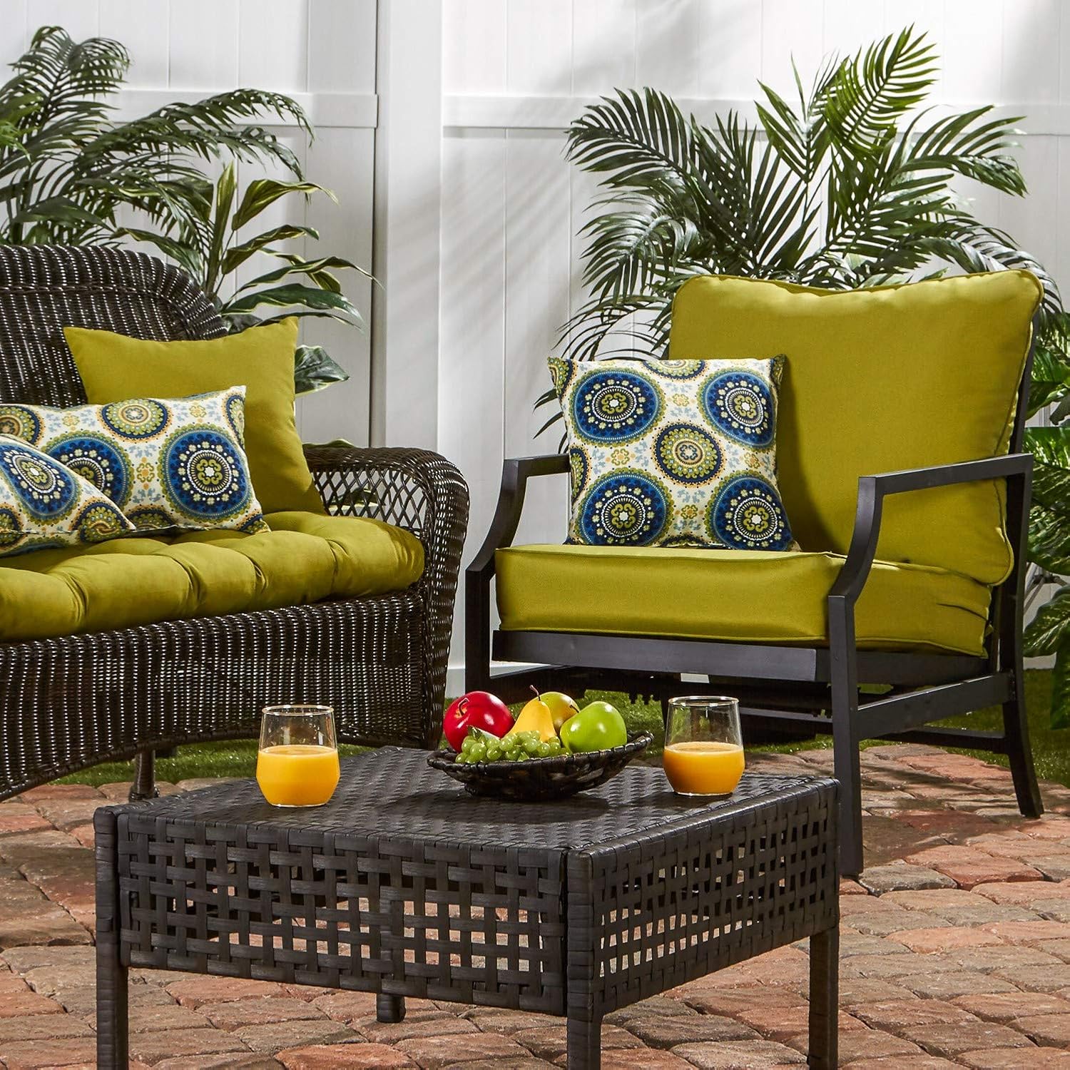Greendale Home Fashions AZ7820-KIWI Lime Outdoor 2-Piece Deep Seat Cushion Set : Garden & Outdoor